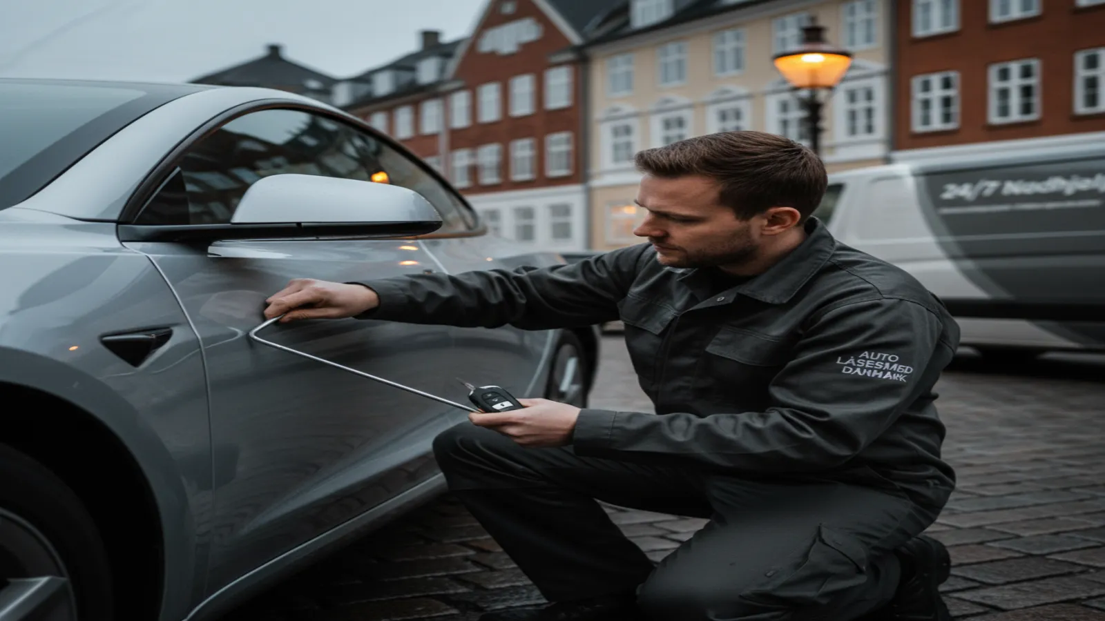Auto låsesmed åbner en låst bil i København